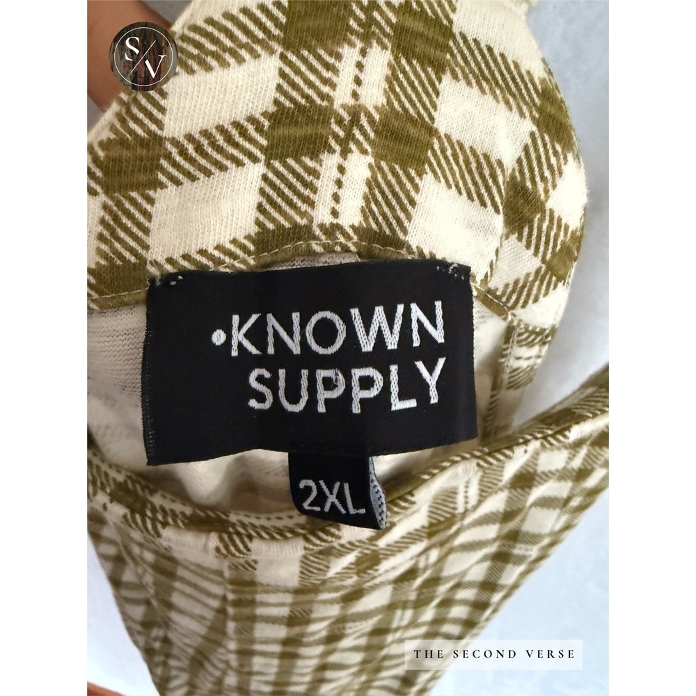 Known Supply Jumpsuit Women 2XL Olive Caden Plaid Organic Cotton Overalls - Picture 9 of 11